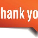 thank you orange speech bubble isolated on white